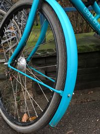 Close-up of blue wheel