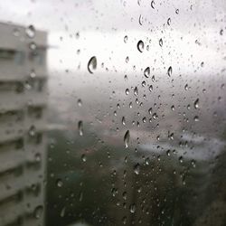 Full frame shot of raindrops on window