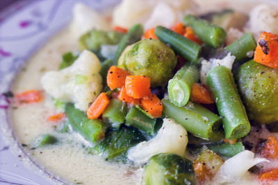 Close-up of chopped vegetables in plate
