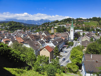 High angle view of townscape against sky