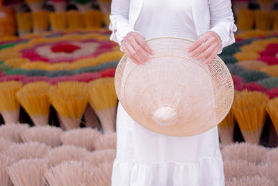 Rear view of woman wearing hat