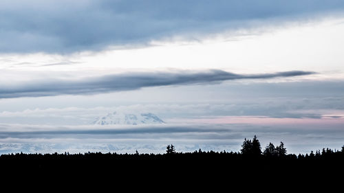 Scenic view of silhouette landscape against sky during sunset