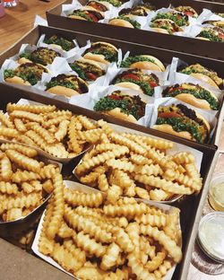 High angle view of food on table