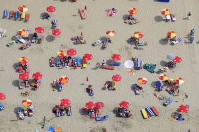 High angle view of people at beach