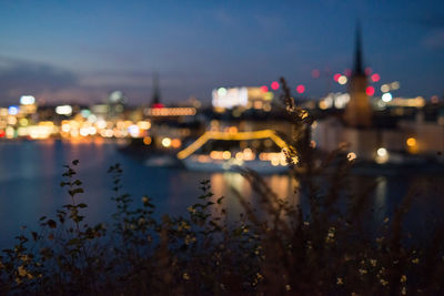 View of illuminated city at night