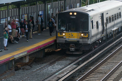 Train on railroad station platform