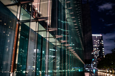 Illuminated buildings in city