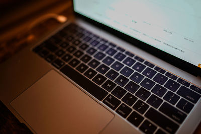 High angle view of computer keyboard on table