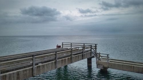 Empty jetty leading to calm sea