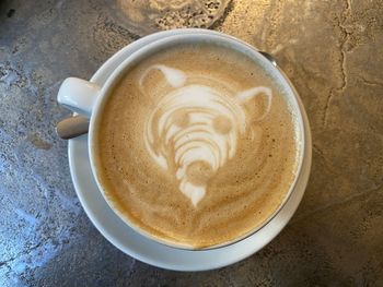 High angle view of coffee on table