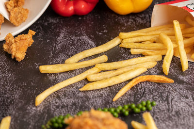 High angle view of vegetables on table