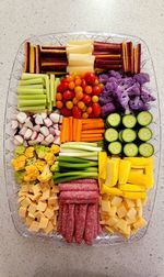 High angle view of food on table