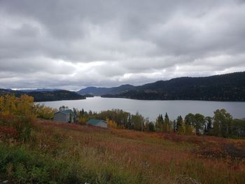 Scenic view of lake against sky