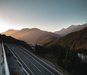 Scenic view of mountains against clear sky