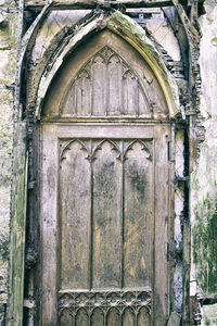 Closed door of old building