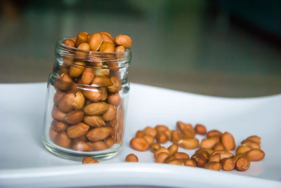 Close-up of chocolate in jar