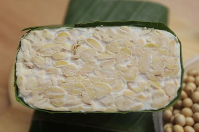 High angle view of bananas in container on table