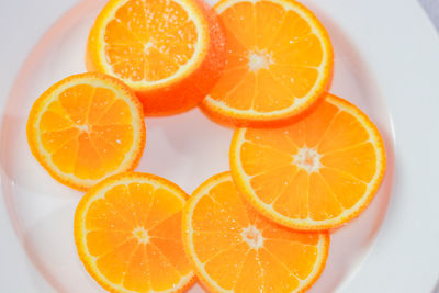 High angle view of oranges on table