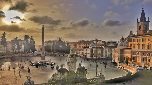 City against cloudy sky