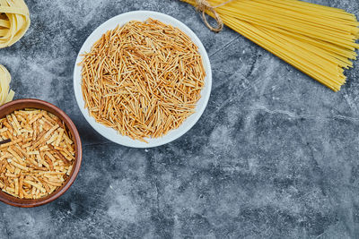 High angle view of food on table