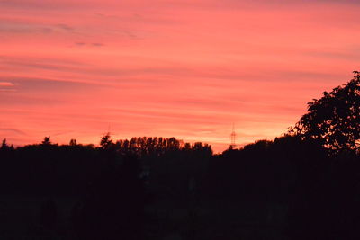 Silhouette trees against sky during sunset
