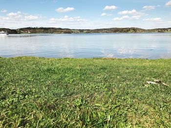 Scenic view of lake against sky