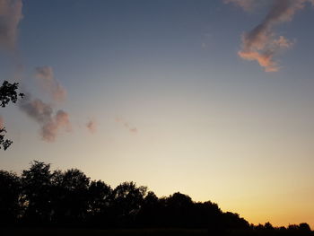 Low angle view of silhouette trees against sky during sunset