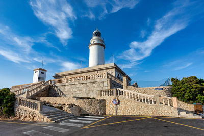 Low angle view of lighthouse against sky