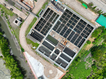 High angle view of buildings in city