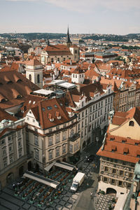 High angle view of townscape against sky