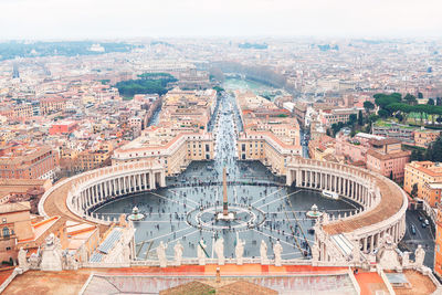 Aerial view of main square in vatican . st. peter's square view from above 