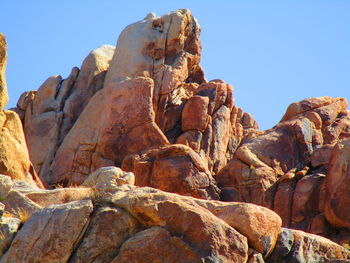 Low angle view of rocks against sky