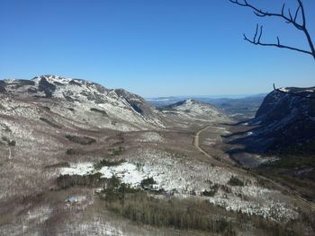 Scenic view of mountains against clear sky