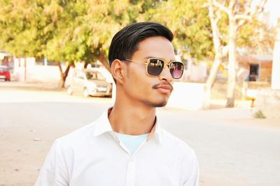 Close-up of man wearing sunglasses