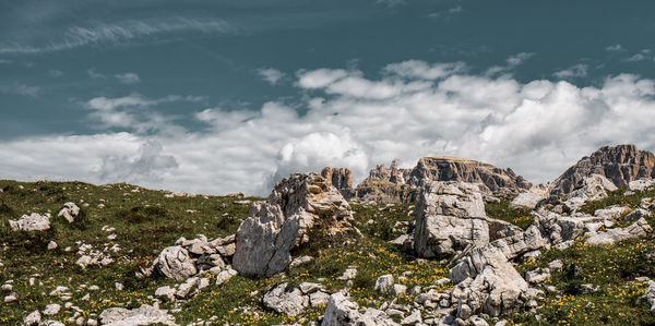 Rocks in the dolomites mountains, italy.