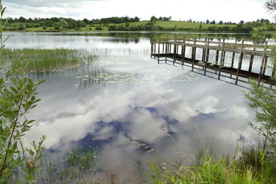 Scenic view of lake against sky