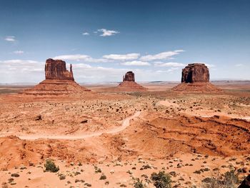 View of rock formations in desert