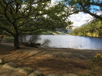 Scenic view of lake against sky