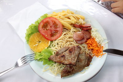 Close-up of food served in plate