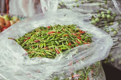 High angle view of vegetables in market