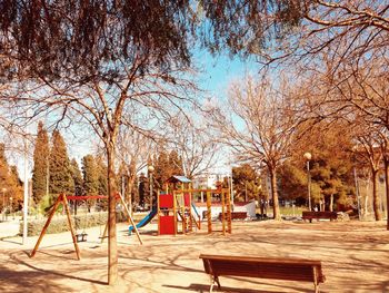 Empty chair in park