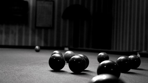 Snooker balls on table