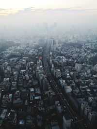 High angle view of cityscape against sky