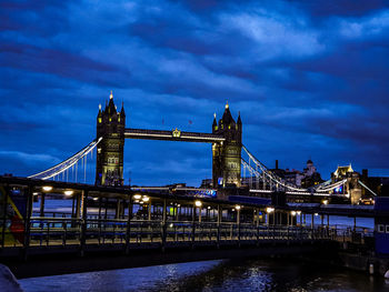 Bridge over river against cloudy sky