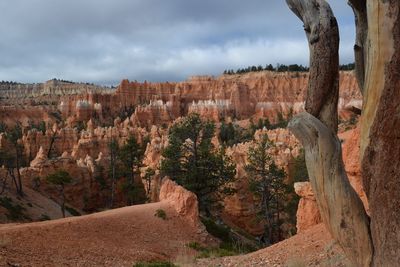 Scenic view of rock formations against sky