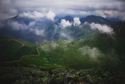 Scenic view of mountains against sky