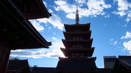 Low angle view of building against cloudy sky