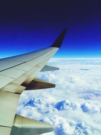 Aerial view of airplane wing
