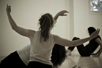 Beautiful woman standing in the dark