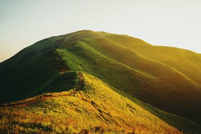 Scenic view of mountains against clear sky